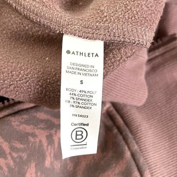 Athleta Triumph Printed Hoodie in Smoked Almond Brown Lynx Purple Print, Small - Picture 10 of 11